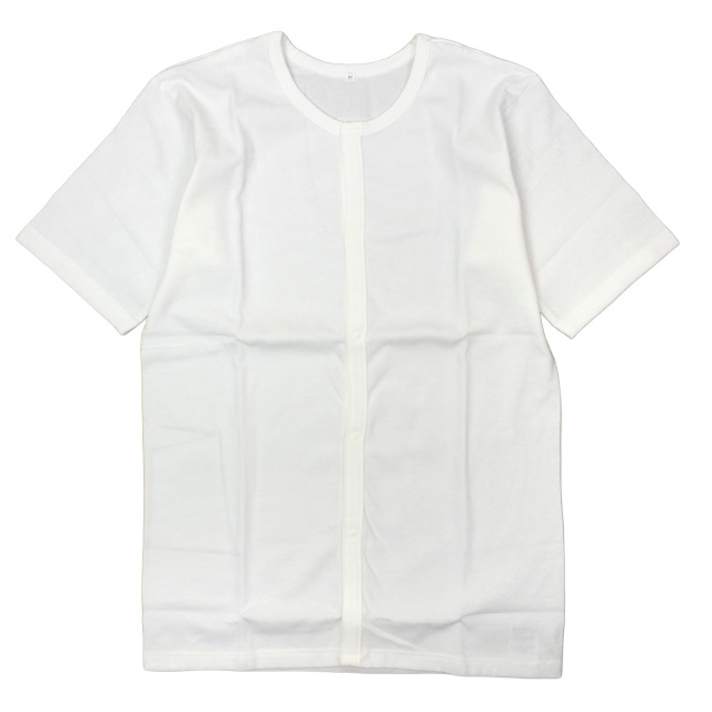 肌着 インナー 男女兼用 白 生成 ホワイト シャツ Tシャツ カットソー 半袖 7部袖 フレンチ袖 伸びる 前開き ストレッチ 介護 M L |  | 05