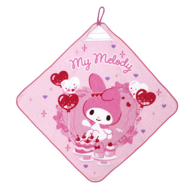 タオルハンカチ ループ付きタオル 綿100% 34×34cm マイメロディ 手洗い お手拭き 入学準備 入園 給食 小学校 幼稚園 保育園 かわいい |  | 01