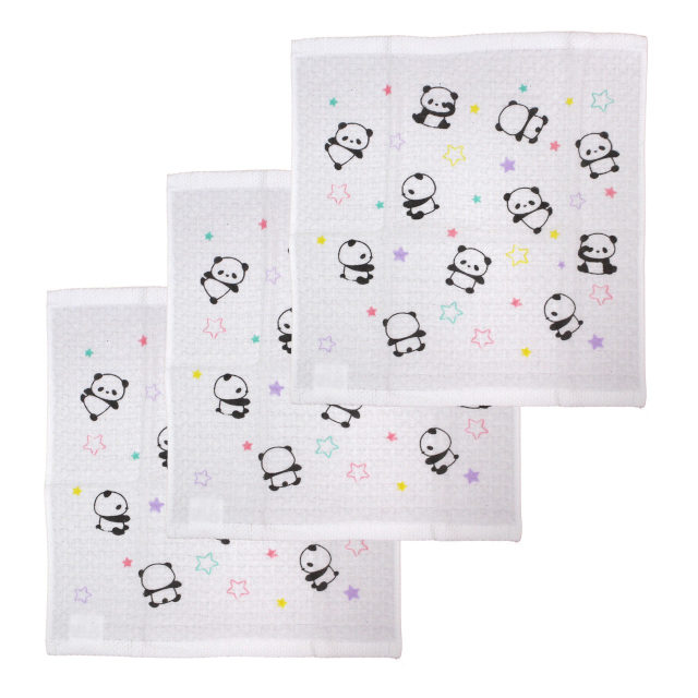 ウォッシュハンカチ 3枚組 ハンドタオル 綿100% 34×35cm 手洗い お手拭き カーゼ生地 シマエナガ パンダ かわいい 子供 大人 |  | 03