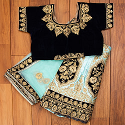 送料無料 パーティードレス コスプレ ウェディングドレス インドのレヘンガドレスセット 民族衣装 サリー｜tirakita-shop｜03