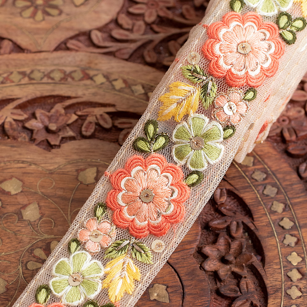 Gota embroidery 刺繍 ラジャスタン (全6色)チロリアンテープ メーター売 金糸が美しい｜tirakita-shop｜04