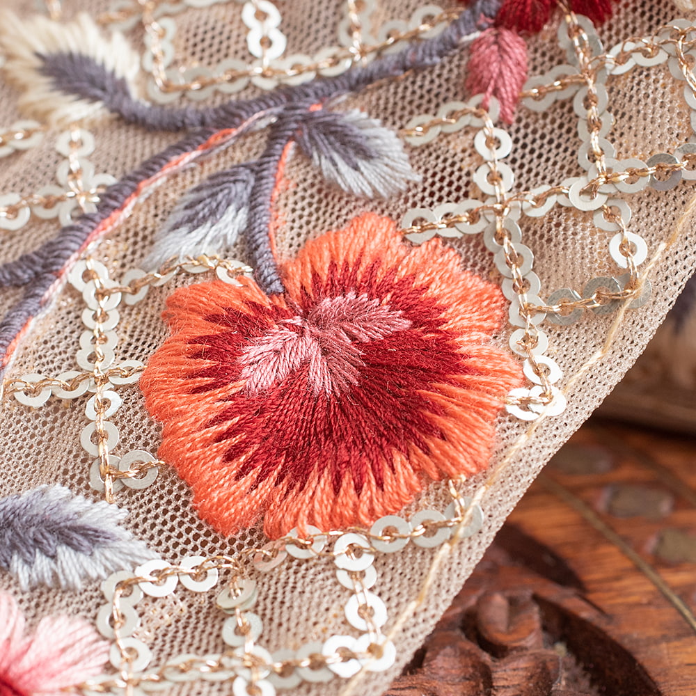 Gota embroidery 刺繍 ラジャスタン (全3色)チロリアンテープ メーター売 金糸が美しい｜tirakita-shop｜02
