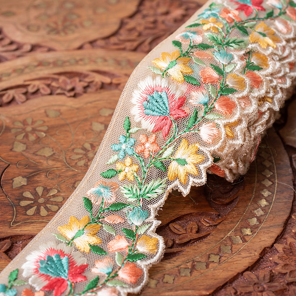 Gota embroidery 刺繍 ラジャスタン (全4色)チロリアンテープ メーター売 金糸が美しい｜tirakita-shop｜03