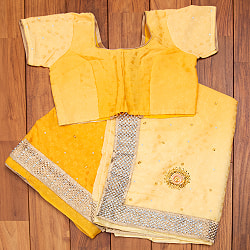 送料無料 サリー 民族衣装 デコレーション布 インド 刺繍とビジューのグラデーション サリー(チョリ...