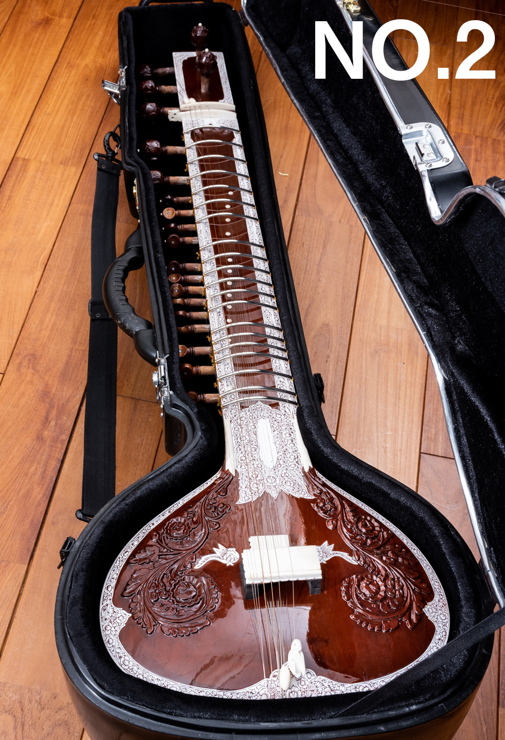 送料無料 シタール Sitar インド 楽器 (Kartar Music House社製)シタールセット（グラスファイバーケース） 弦楽器