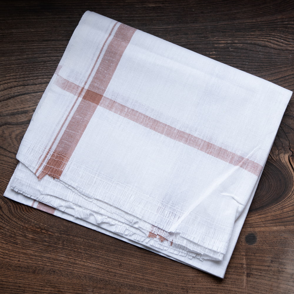 布 ガムチャ 万能布 ギフト (約74cm×約156cm)インドの手紡ぎ布 カディコットンのガムチャ 綿 ふきん シンプル｜tirakita-shop｜04