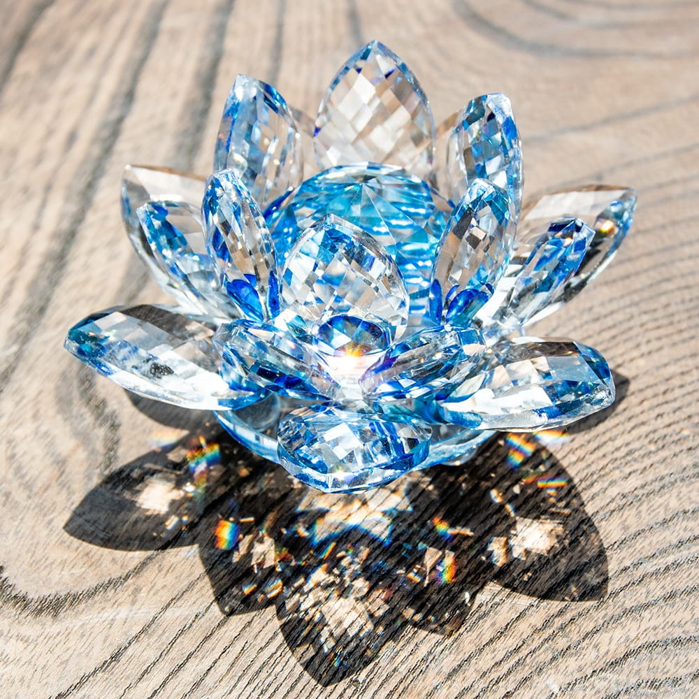 ロータス ガラス 置物 クリスタル (8.5cm)6色展開 クリスタルの