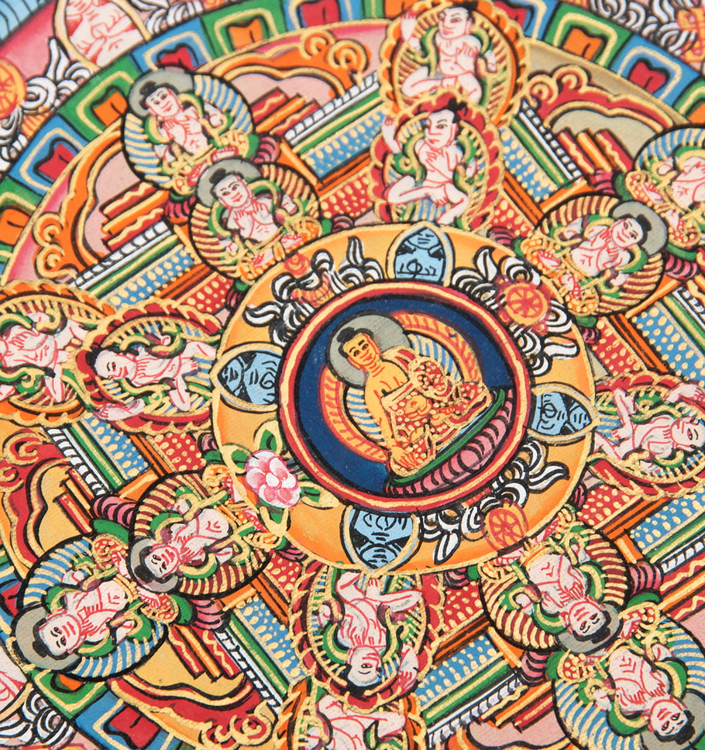 送料無料 仏画 Thanka タンカ マンダラ 〔一点物〕タンカ 五仏曼荼羅
