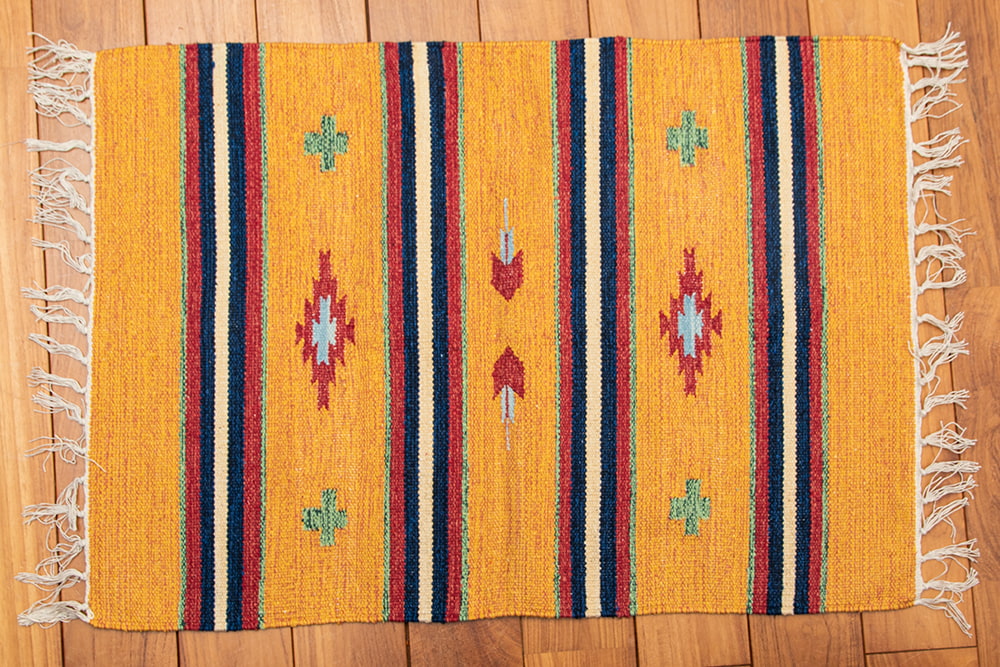 綿100% ラグ コットン キリム HANDLOOM RUG ラグ(約88cm×約62cm