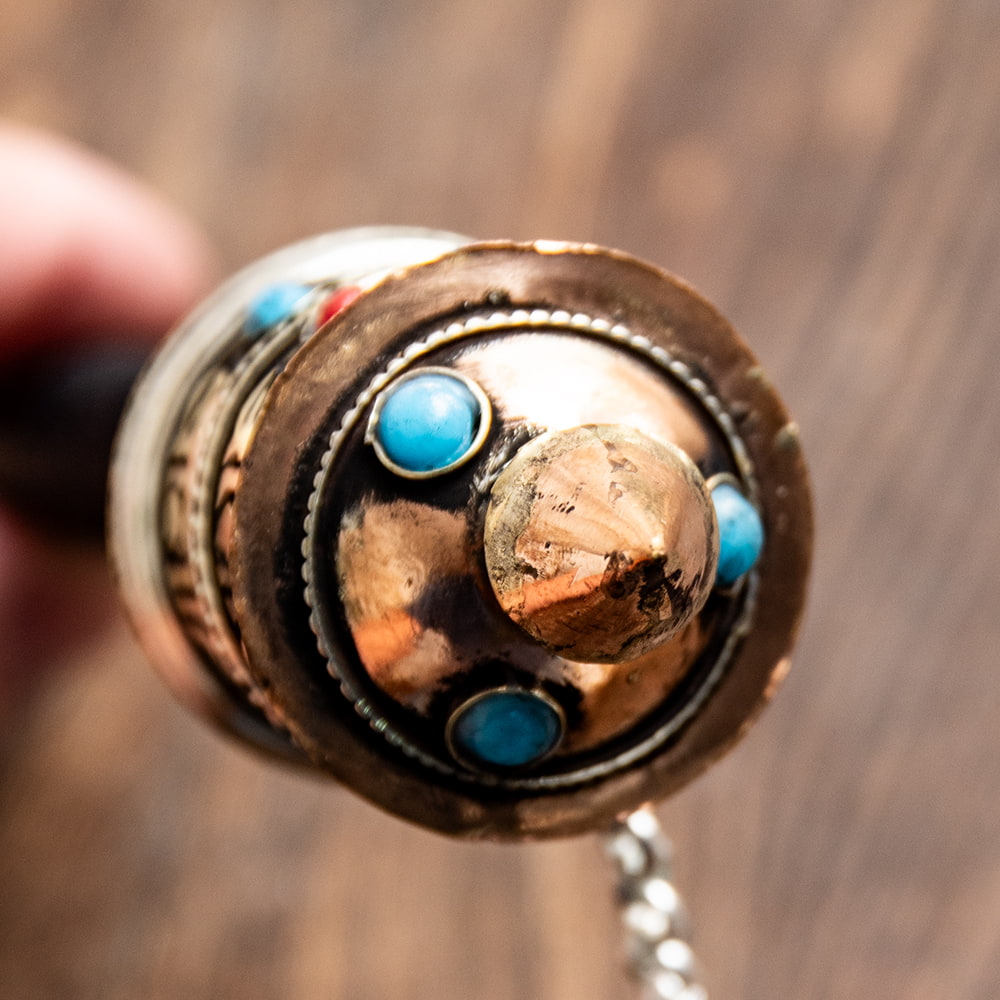 マニ車 チベット 宗教用品 手持ちマニ車 持ち手黒(小) アジア チベタン