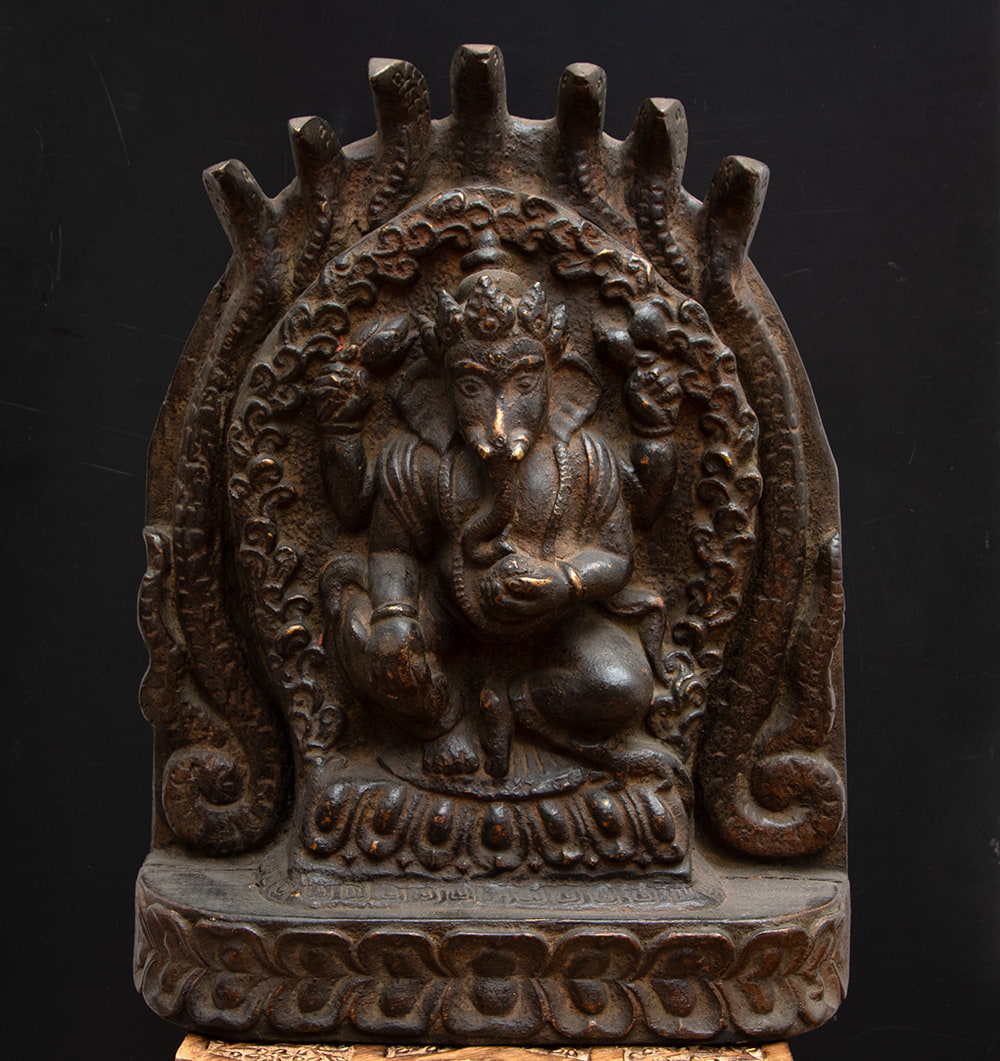 送料無料 ガネーシャ Ganesh 木製 アンティーク 珍しい木彫りの