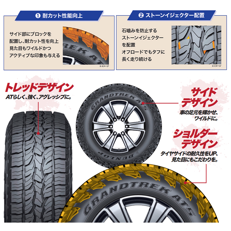 [4本以上で送料無料] GRANDTREK AT5 215/70R16 100T 新品 ダンロップ グラントレック オンロード オフロード SUV用  夏タイヤ