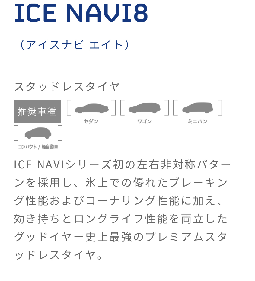 グッドイヤー スタッドレス タイヤ ICE NAVI 8 155/65R13 73Q アイス