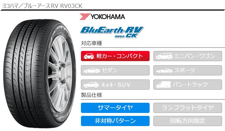 4本 サマータイヤ 165/55R15 75V ヨコハマ ブルーアースRV RV03CK