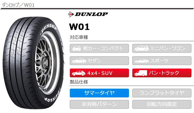 DUNLOP（ダンロップ） 2本 サマータイヤ 195/80R15 107/105N LT W01