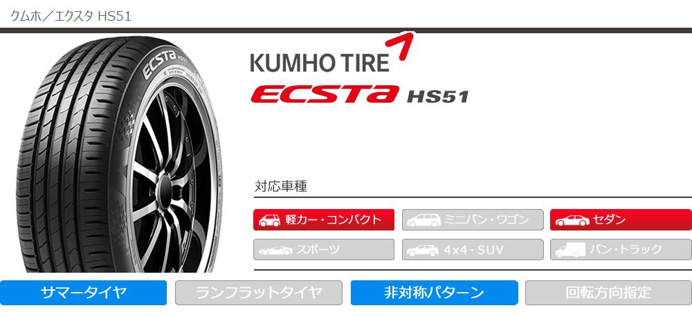 エクスタ 2本 サマータイヤ 165/55R15 75V クムホ HS51 ECSTA : タイヤ
