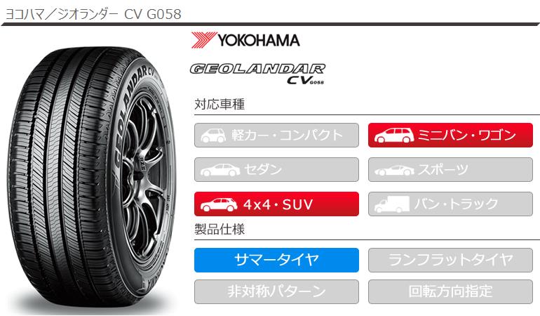 4本 サマータイヤ 225/65R17 102H ヨコハマ ジオランダー CV G058