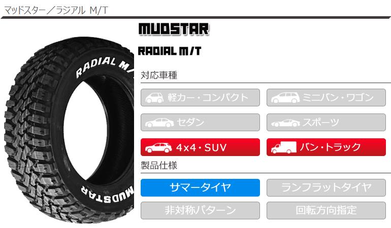 4本 サマータイヤ 155/65R13 73S マッドスター ラジアル M/T ホワイトレター RADIAL M/T :36205-4:タイヤマックス  - 通販 - Yahoo!ショッピング