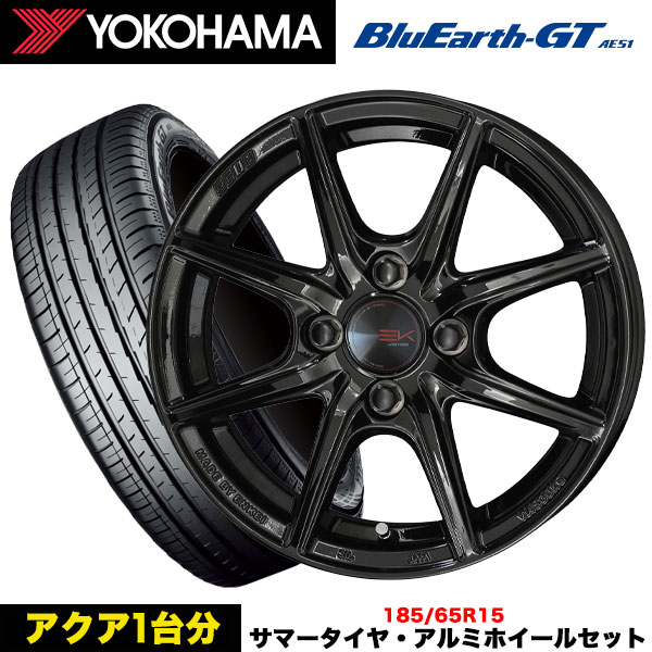 BluEarth アクア(K10系)等 タイヤ＆ホイール4本SET ヨコハマ ブルー 