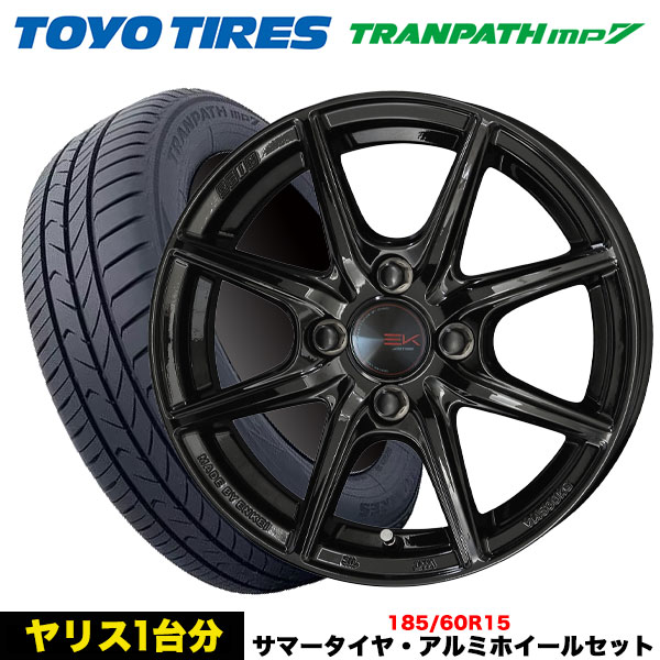 ヤリス/ヴィッツ等 タイヤ＆ホイール4本SET TOYO トランパスmp7 185/60R15 84H ザイン EK 15x5.5j+43 4H/100 ソリッドブラック インボイス対応 : mp7 1856015 sein ek 43 4 100 t : タイヤエイト刈谷店