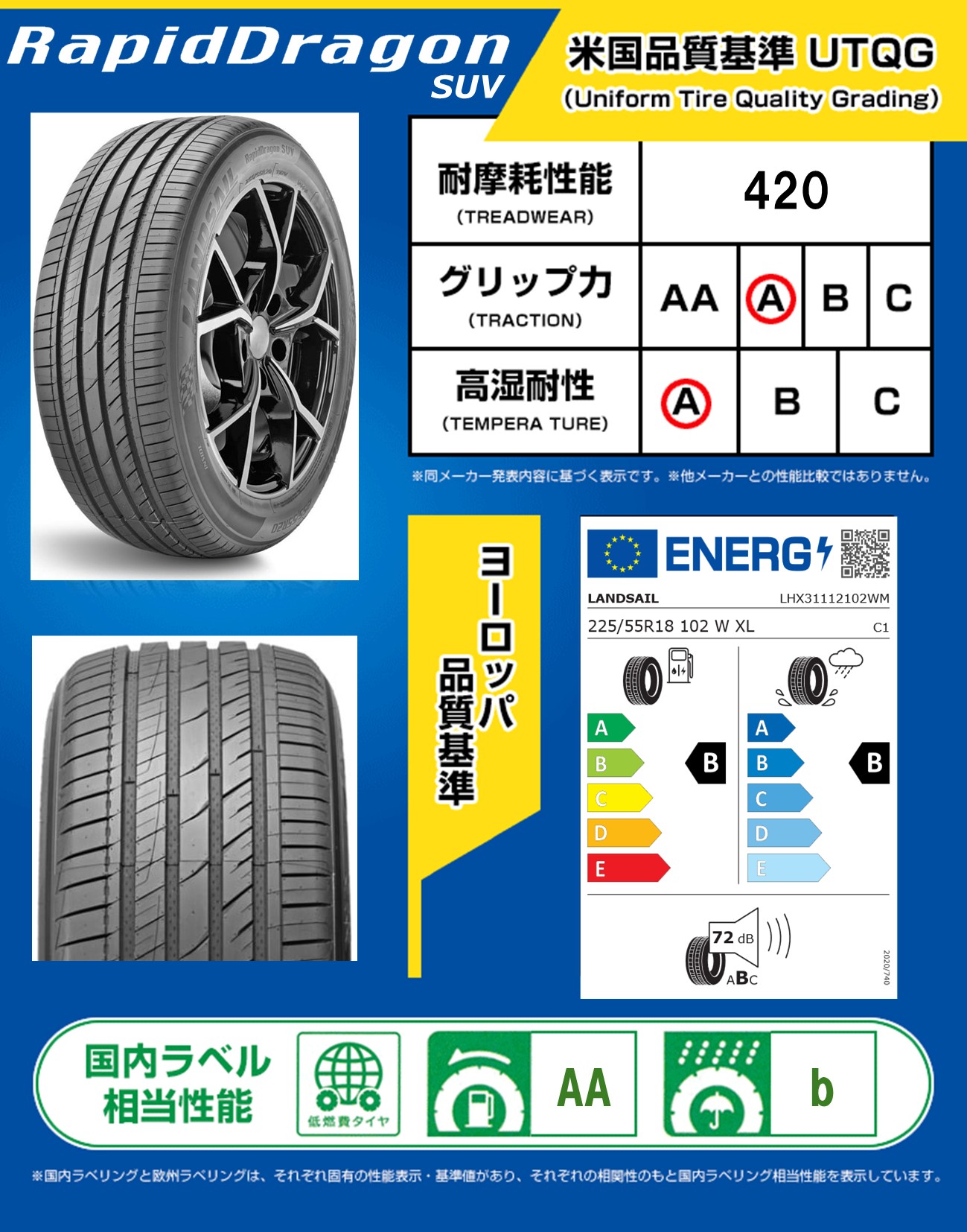 DELINTE（デリンテ） 【2026年製】 サマータイヤ 4本セット 225/55R18