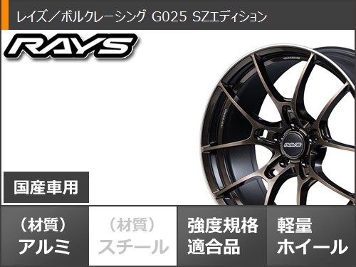 サマータイヤ 225/35R19 88W XL ダンロップ ディレッツァ DZ102 レイズ ボルクレーシング G025 SZエディション 8.0-19の画像