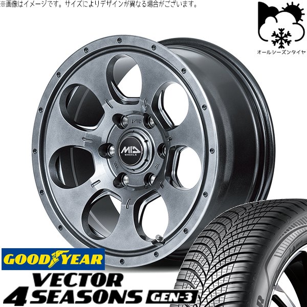 Vector（グッドイヤー） - 足どり手押し車 205/60R16 オール時期 | ベクトル4シーズンズ GEN-3 \u0026 MID車輪 マッドエージェント 16in 5穴114.3 タイヤ、ホイール-オールシーズンタイヤ、ホイールセット-自動車