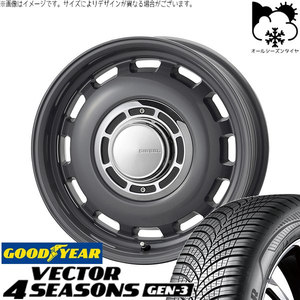 Vector（グッドイヤー） - 労働者階級ボックス席 サクシード 185/65R15 オール時期 | ベクトル4シーズンズ GEN-3 \u0026 クロスブラッド ディーゼル 15in 4穴100 車、バイク、自転車-オールシーズンタイヤ、ホイールセット