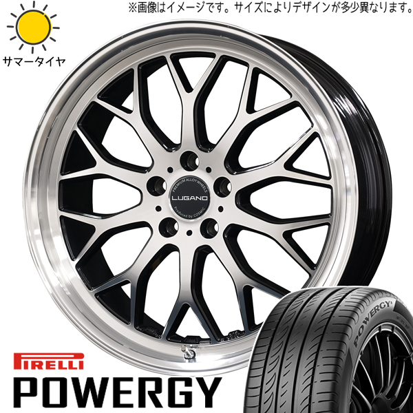 245/40R19 サマータイヤホイールセット アルファード etc (PIRELLI POWERGY VENERDI LUGANO 5穴 114.3) : lugano bk 198038 pwg 24540 : オールテレーン(タイヤ ホイール専門店)