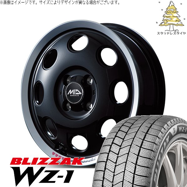 ブリザック - エブリィワゴン 165/60R14 スタッドレス | WZ-1 \u0026 MID車輪 モッシュ マネキ 14in 4穴100 タイヤ、ホイール-車、バイク、自転車-自動車