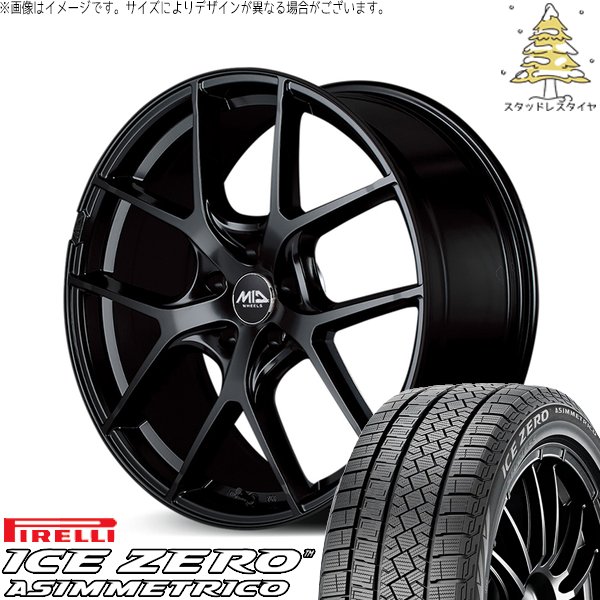 ICE ASIMMETRICO - ジャケット冠運動競技 235/55R19 スタッドレス | アイスゼロアシンメトリコ \u0026 MID車輪 レフィナーダ 手ぶり4 19in 5穴114.3 車、バイク、自転車-自動車-冬タイヤ、ホイールセット