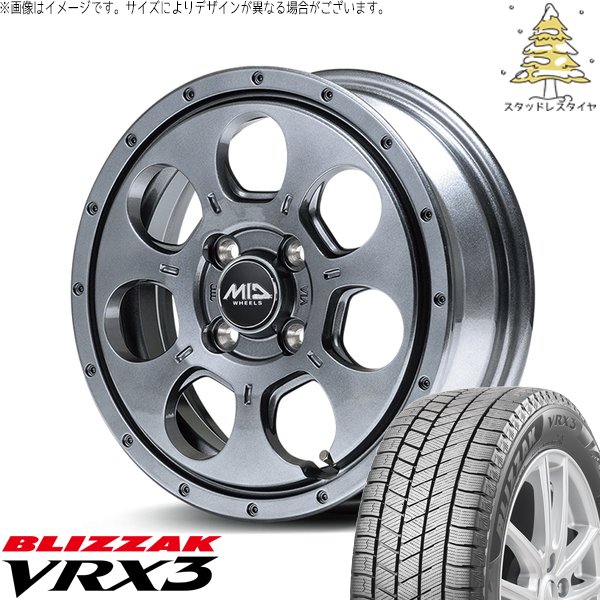 ソリオ MA26 MA36 デリカ 165/70R14 スタッドレス | ブリザック VRX3 \u0026 MIDホイール マッドエージェント 14インチ 4穴100