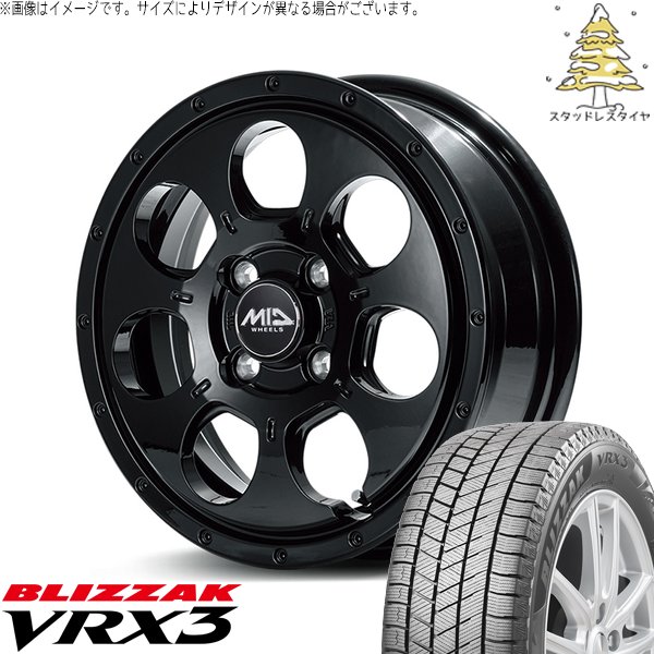 ソリオ MA26 MA36 デリカ 165/70R14 スタッドレス | ブリザック VRX3 \u0026 MIDホイール マッドエージェント 14インチ 4穴100