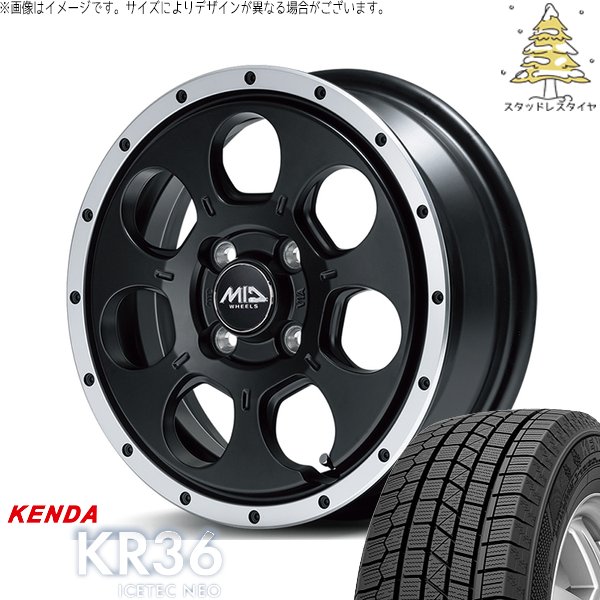モコ ゼスト パレット ミラ 165/50R15 スタッドレス | アイステックネオ KR36 \u0026 MIDホイール WO-7 15インチ 4穴100