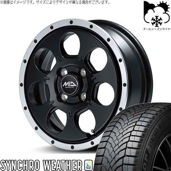 モコ ゼスト パレット ミラ 165/50R15 オールシーズン | シンクロウェザー \u0026 MIDホイール WO-7 15インチ 4穴100