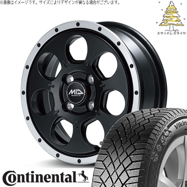 NBOX スペーシア タント デリカミニ 155/65R14 スタッドレス | ヴァイキングコンタクト7 \u0026 MIDホイール WO-7 14インチ 4穴100