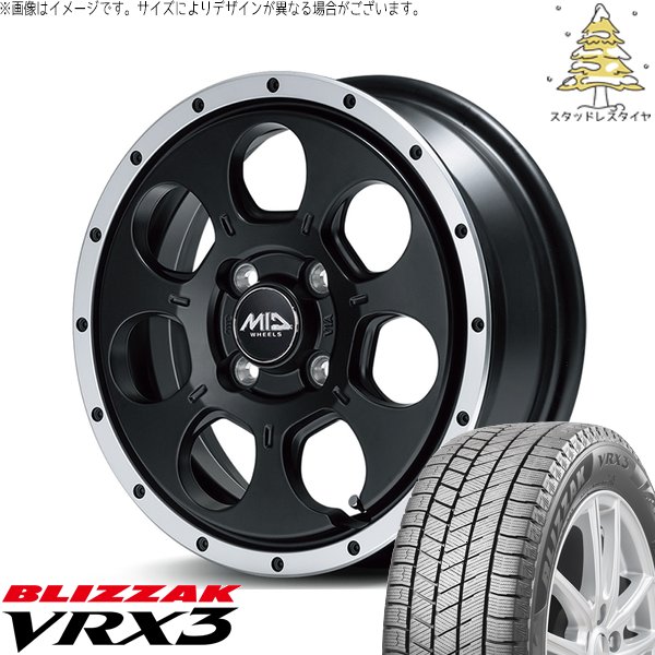 デリカミニ ハスラー 165/60R15 スタッドレス | ブリザック VRX3 \u0026 MIDホイール WO-7 15インチ 4穴100