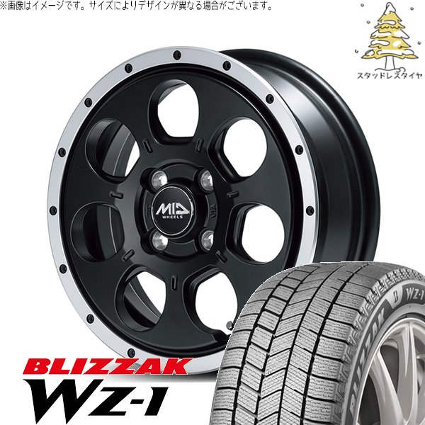 デリカミニ ハスラー 165/60R15 スタッドレス | ブリザック WZ-1 \u0026 MIDホイール WO-7 15インチ 4穴100