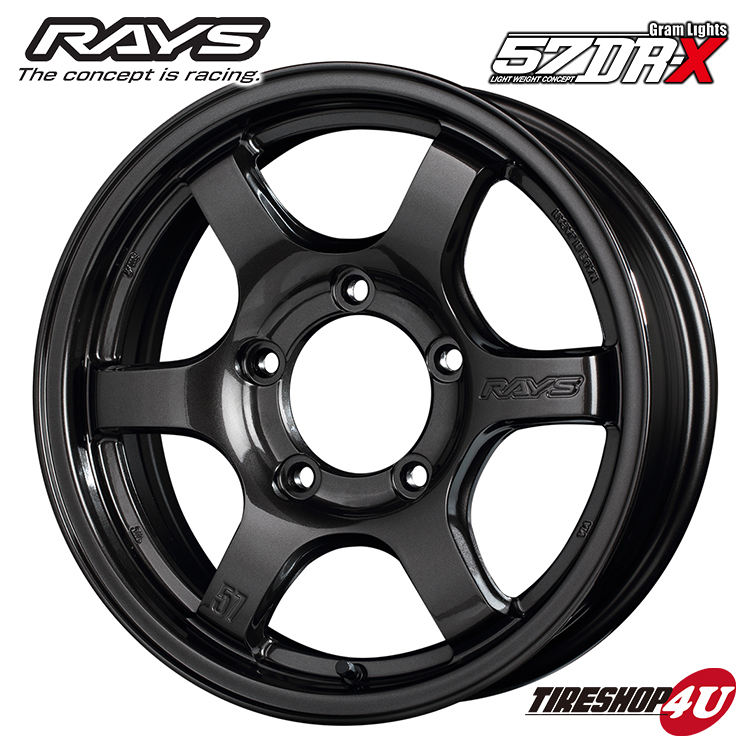 4本セット RAYS gramLIGHTS 57DR-X 57DRX 16x5.5J 5/139.7+20 AXZ YOKOHAMA GEOLANDAR A/T4 G018 185/85R16 ホワイトレター ジムニー JB64Wの画像