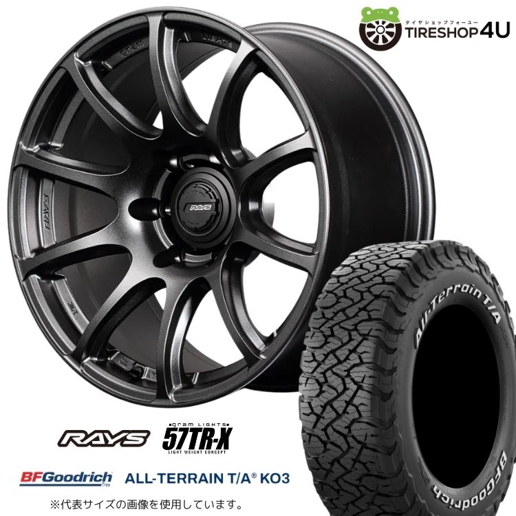 4本仕掛ける RAYS 57TR-X 57TRX 18x9.0J 5/127+0 6YZ BFGoodrich All-Terrain T/A KO3 285/60R18 白いこと雁の使い ジープ ラングラー JK JL 車、バイク、自転車-自動車