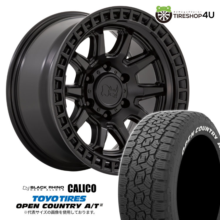 4本セット Black Rhino CALICO 17x8.5J 6/139.7 +0 MBK TOYO OPEN COUNTRY A/T3W 265/65R17 ホワイトレター プラド ハイラックス O/Fサイズ : calico 1785 6h139 0 mbk open at3 2656517 wl : TIRE SHOP 4U 4号店