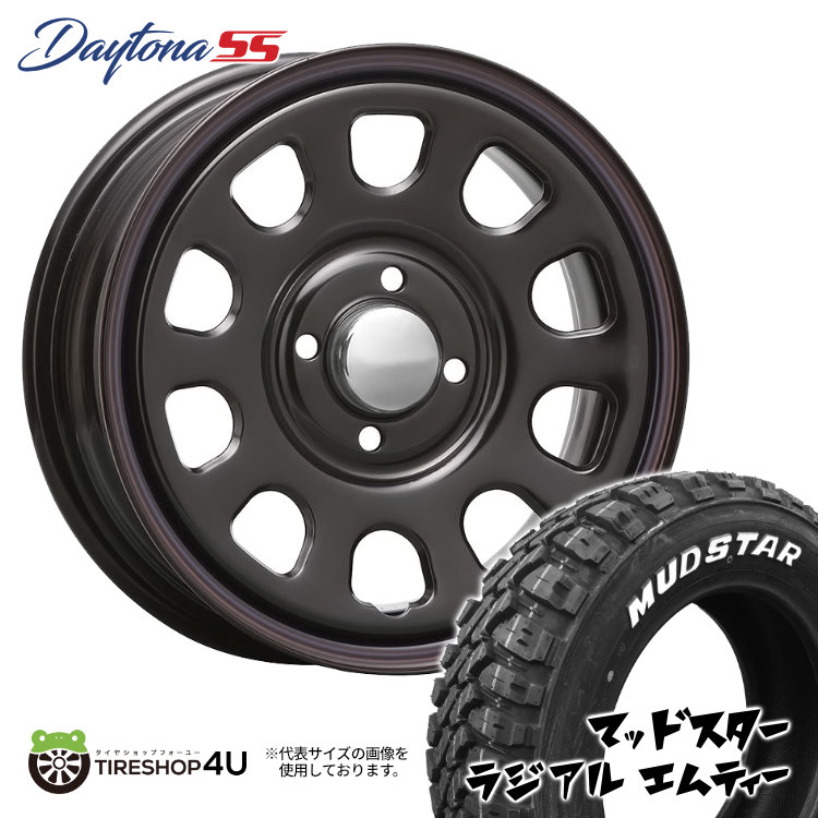 デイトナホイール　マッドタイヤ　4本　セット 4本セット DAYTONA SS デイトナ 15x6.0J 4/100 +30 BK MUDSTAR マッド