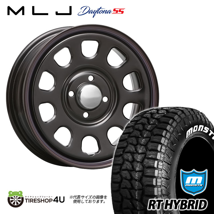 4本セット DAYTONA SS デイトナ 15x6.0J 4/100 +30 BK MONSTA モンスタ RTハイブリッド R/T 195/65R15 WL プロボックス サクシード｜tireshop4u-4