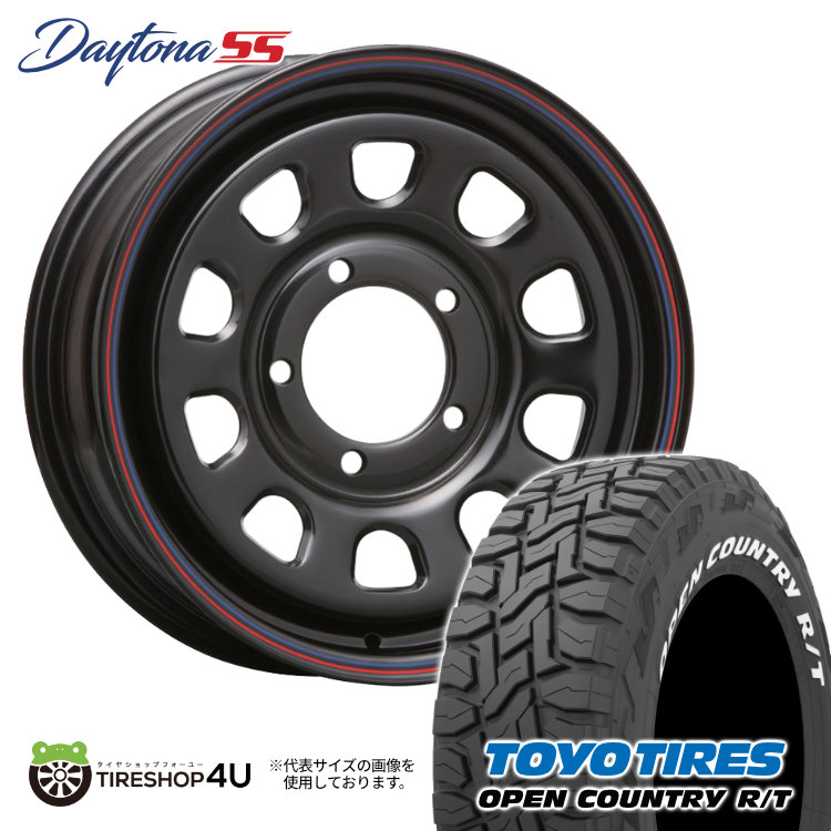 4本セット MLJ DAYTONA SS 16x5.5J 5/139.7 +20 BK TOYO OPEN COUNTRY R/T 185/85R16 ホワイトレター ジムニー JB64 JB23 W :DAYTONASS 1655 5H139 20 BK OPEN RT 1858516:TIRE SHOP 4U 4号店