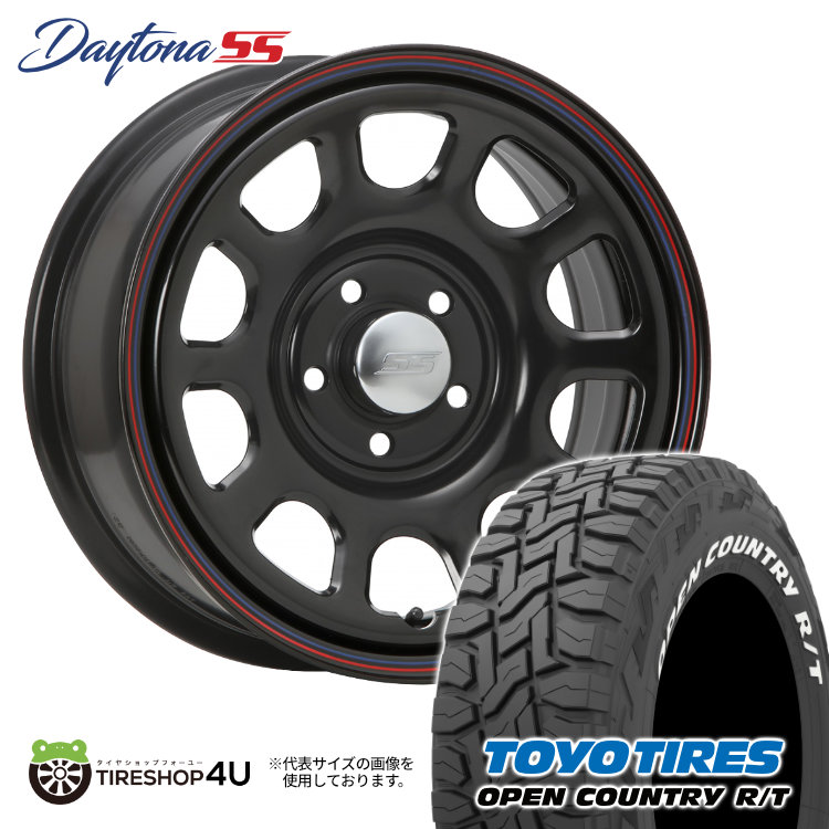 デイトナ ss 16インチ 225 70 16 オープンカントリーRTセット 4本セット DAYTONA SS デイトナSS 16x7.0J 5/114.3 +35 BK TOYO