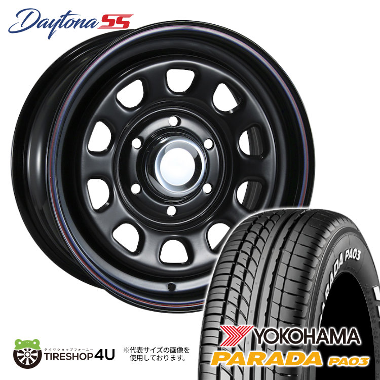 4本セット MLJ DAYTONA SS 16x7.0J 6/139.7 +38 BK YOKOHAMA PARADA PA03 215/65R16 ホワイトレター ハイエース 200系 :DAYTONASS 1670 6H139 38 BK PA03 2156516:TIRE SHOP 4U 4号店