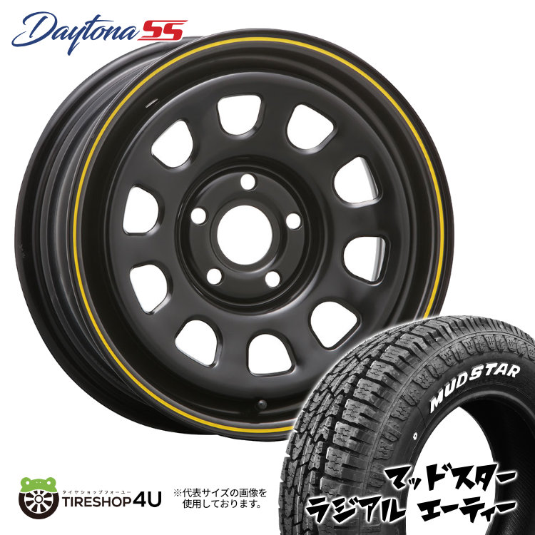 4本セット DAYTONA SS デイトナ 15x6.0J 5/108 +30 BK MUDSTAR radial A/T 195/65R15 ホワイトレター ルノー カングー専用 KW系｜tireshop4u-4