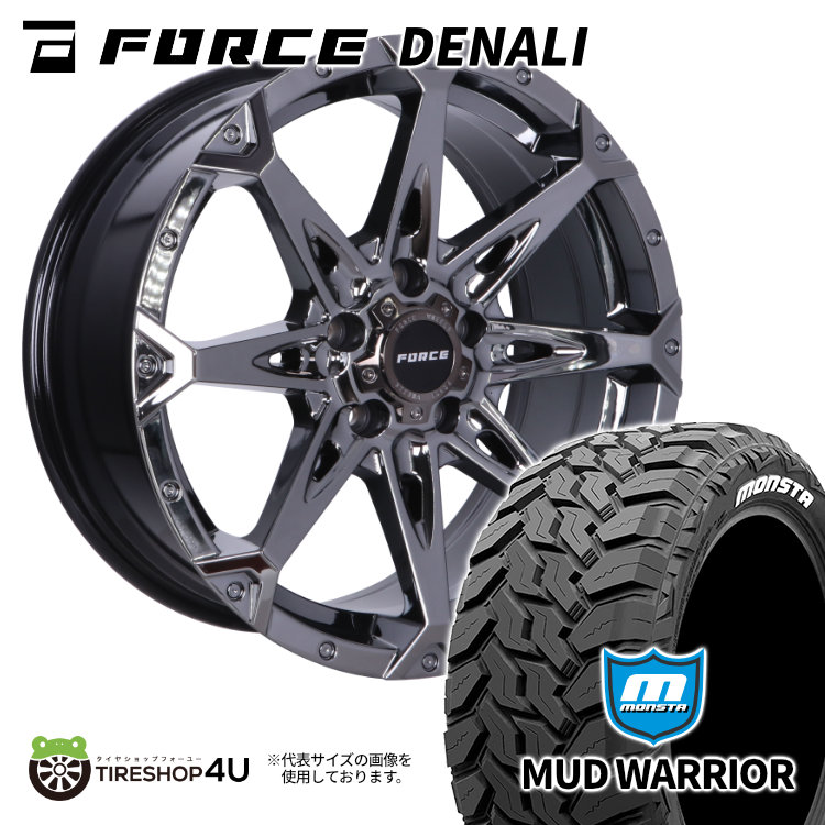 4本セット FORCE DENALI 17x7.5J 5/127 +38 SBC MONSTA MUD WARRIOR M/T 265/70R17 ホワイトレター ジープ ラングラー JL JK :DENALI 1775 5H127 38 SBC MUDWARRIOR 2657017:TIRE SHOP 4U 4号店