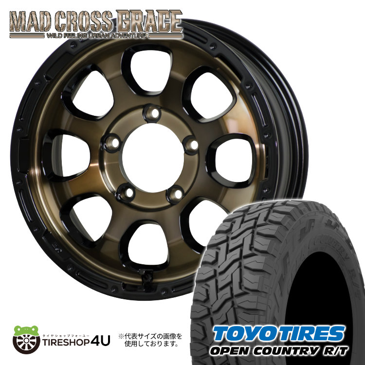 4本セット MAD CROSS GRACE 16x5.5J 5/139.7 +20 BRC/BK TOYO OPEN COUNTRY R/T 215/70R16 ブラックレター ジムニー JB64 JB23 :GRACE 324:TIRE SHOP 4U 4号店