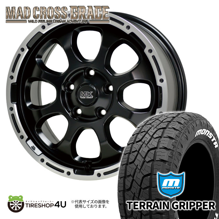 4本セット MAD CROSS GRACE 16x7.0J 5/114.3 +38 GB/P MONSTA TERRAIN GRIPPER A/T 215/70R16 ホワイトレター デリカD5 RAV4 :GRACE 1670 5H114 38 GBP TERRAINGRIPPER 2157016:TIRE SHOP 4U 4号店